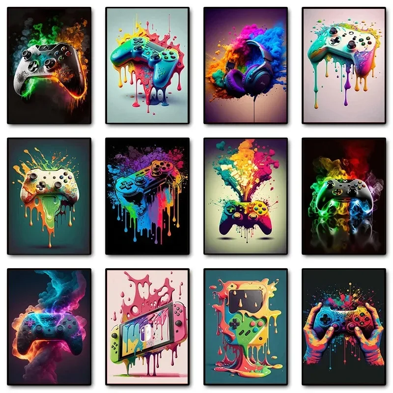 Gaming Accessories Decor - Colorful Pop Art Gamer Controller Gaming