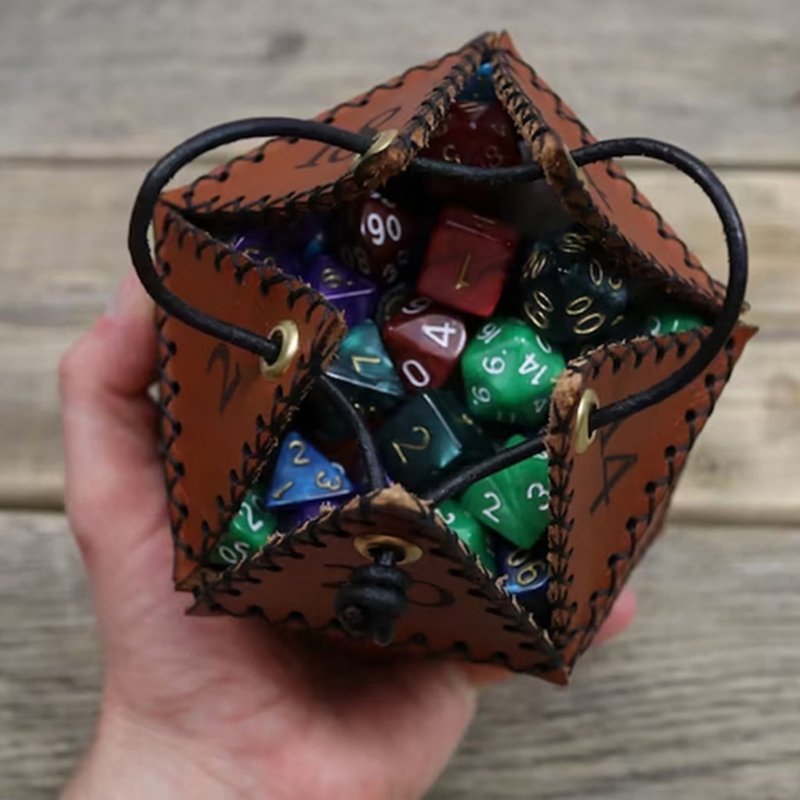 Leather D20 Dice Bag Polygonal - огляд і ціна Gaming Accessories Gift Ideas